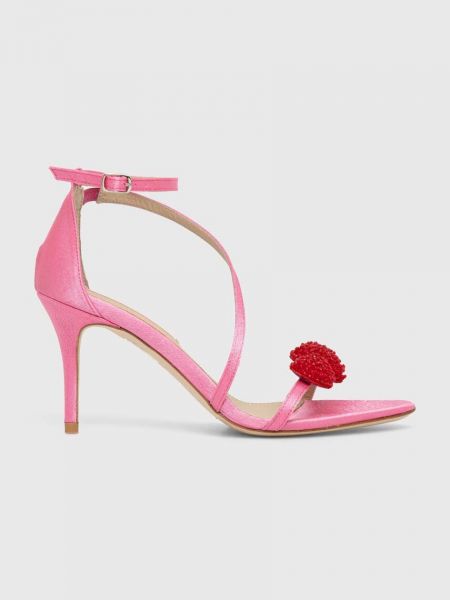 Satenaste sandali z vzorcem srca Custommade roza