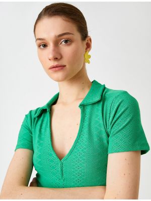 Pieguļošs polo krekls Koton zaļš