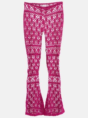 Βαμβακερό παντελόνι με ίσιο πόδι Anna Kosturova ροζ
