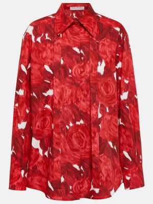 Camicia di cotone con stampa Valentino rosso