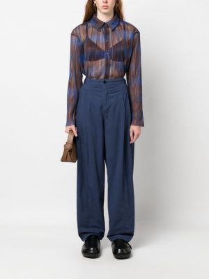Plisované bavlněné kalhoty Henrik Vibskov modré