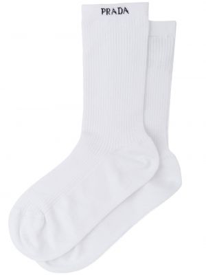 Чорапи с принт Prada бяло