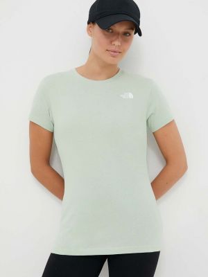 Памучна тениска The North Face зелено