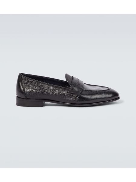 Skinn loafers Brioni svart