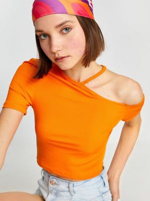 Tricou cu croială ajustată Koton portocaliu