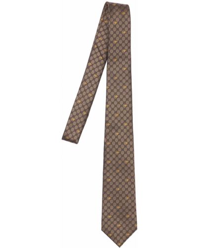 Jedwabny krawat Gucci beżowy
