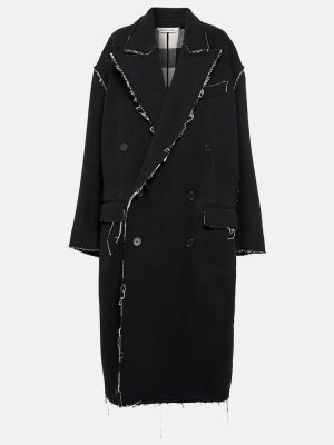 Obnosený vlnený kabát Balenciaga čierna