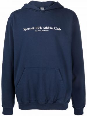 Pamučna hoodie s kapuljačom s printom Sporty & Rich plava
