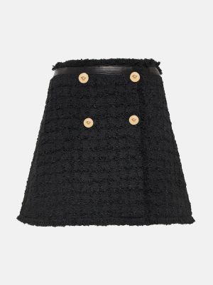 Φούστα mini tweed Versace μαύρο