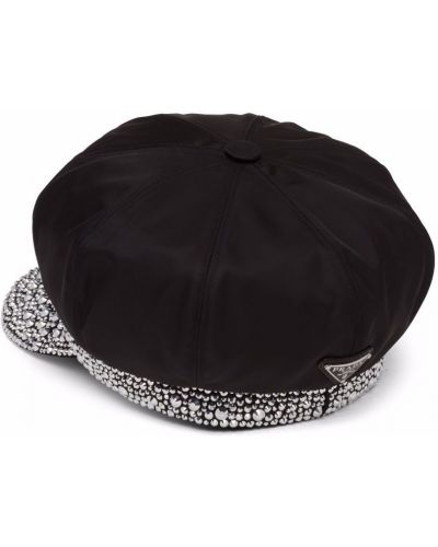 Nylonowa czapka z kryształkami Prada