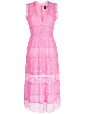 Миди рокля с дантела Cynthia Rowley розово