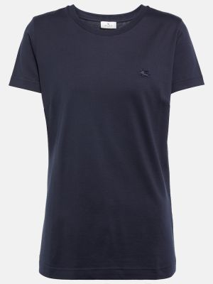 Džersis raštuotas medvilninis marškinėliai Etro mėlyna
