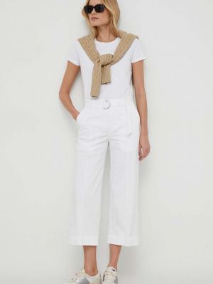 Spodnie z wysoką talią Lauren Ralph Lauren białe