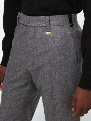 Vlnené klasické nohavice Fendi sivá