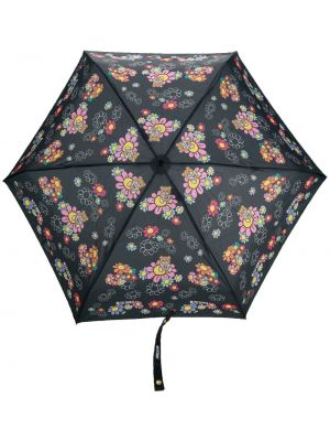 Чадър на цветя с принт Moschino черно