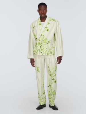 Ravne hlače s cvetličnim vzorcem King & Tuckfield zelena