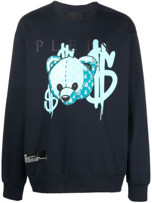 Rund hals trykt sweatshirt Philipp Plein blå