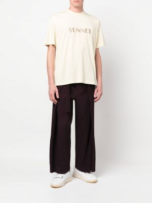 T-shirt brodé en coton Sunnei beige