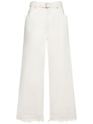 Voľné džínsy s vysokým pásom Sacai biela