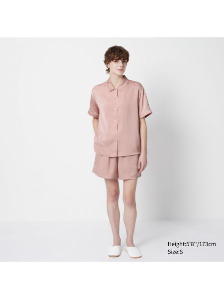 Атласная пижама Uniqlo розовая