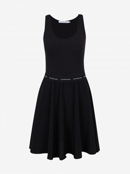Džinsa auduma kleita Calvin Klein melns