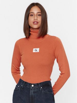 Slim fit garbó Calvin Klein Jeans narancsszínű