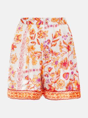 Satenaste kratke hlače s cvetličnim vzorcem Poupette St Barth