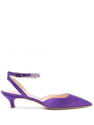 Pantofi cu toc din satin de cristal P.a.r.o.s.h. violet