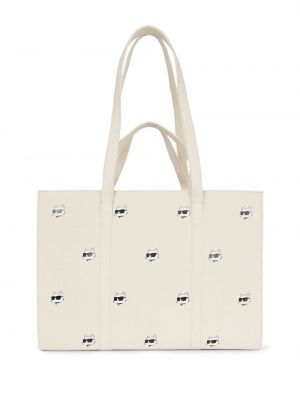 Shopper handtasche aus baumwoll Karl Lagerfeld weiß