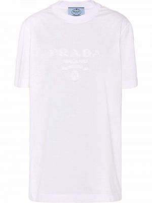 Jersey brodert t-skjorte Prada hvit