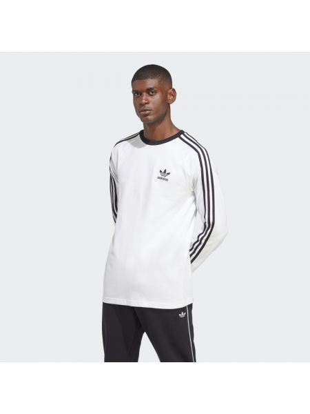 Koszulka w paski z długim rękawem Adidas biała
