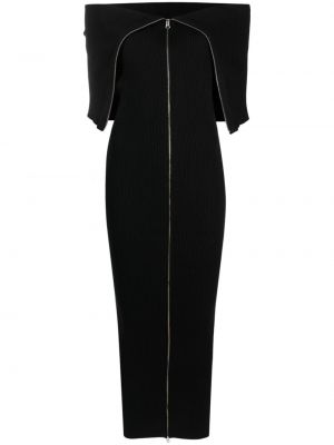Midi haljina s patentnim zatvaračem Mm6 Maison Margiela crna