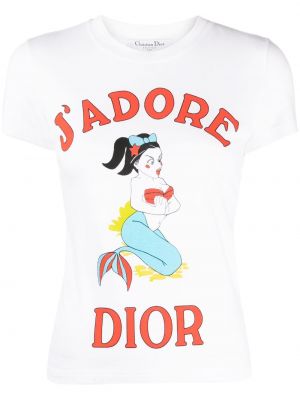 Bavlněné tričko Christian Dior bílé
