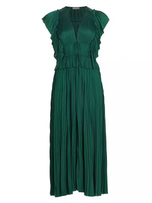 Плиссированное платье миди Letty Ulla Johnson, jadeite
