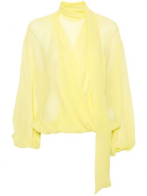 Svilena bluza od šifona od krep Blumarine žuta