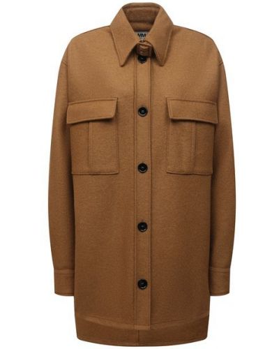 Шерстяная куртка Mm6, коричневая