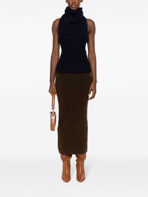 Dzianinowa spódnica z niską talią wełniana Paloma Wool brązowa