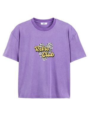 Camiseta con estampado de cuello redondo La Redoute Collections violeta
