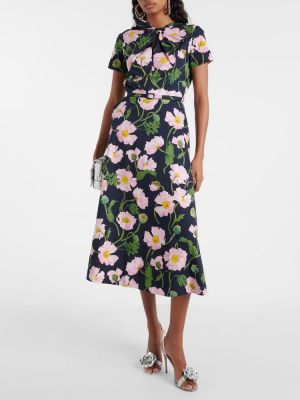 Květinové bavlněné midi šaty Oscar De La Renta