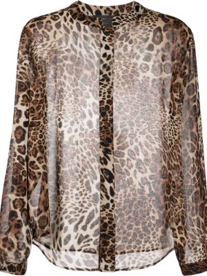 Prozorna srajca s potiskom z leopardjim vzorcem Atu Body Couture rjava