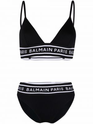 Bikini con estampado Balmain negro