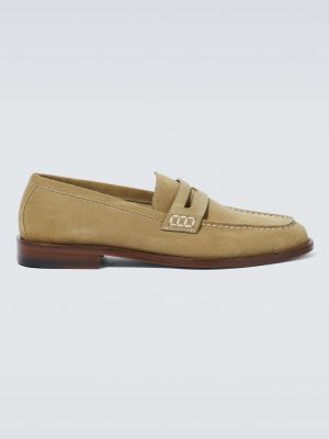 Pantofi loafer din piele de căprioară Manolo Blahnik bej