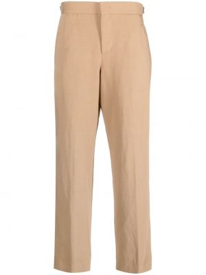 Bavlněné lněné rovné kalhoty Pt Torino hnědé