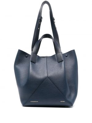 Kožená nákupná taška Victoria Beckham modrá