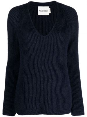 Пуловер с v-образно деколте Closed синьо