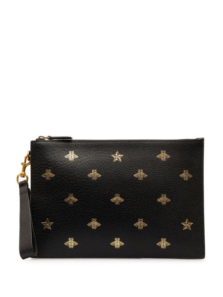 Kožna clutch torbica s uzorkom zvijezda Gucci Pre-owned crna