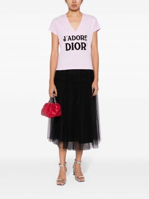 Marškinėliai v formos iškirpte Christian Dior rožinė