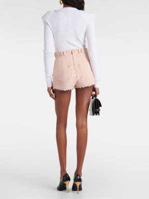 Tweed magas derekú rövidnadrág Balmain rózsaszín
