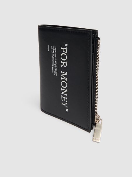 Kožená peněženka na zip Off-white černá