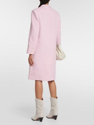 Βαμβακερό μάλλινο παλτό Isabel Marant ροζ